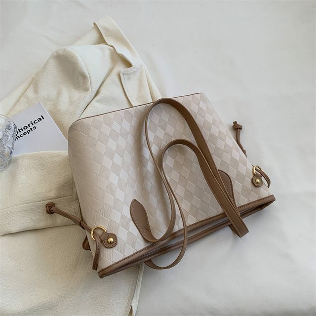 Argyle Pattern Tote Bag + Horse Charm