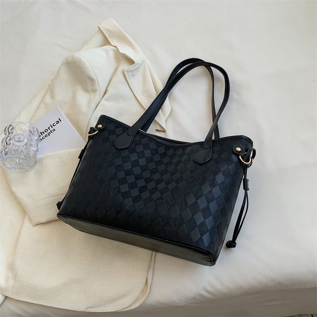 Argyle Pattern Tote Bag + Horse Charm