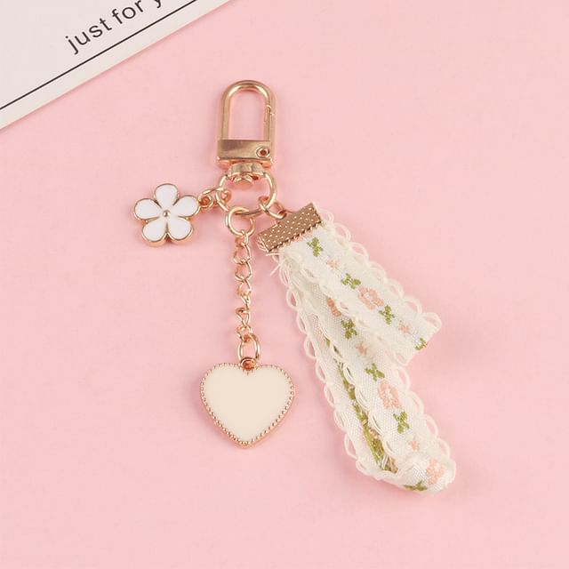 Floral Lace Alloy Bag Charm Keyring