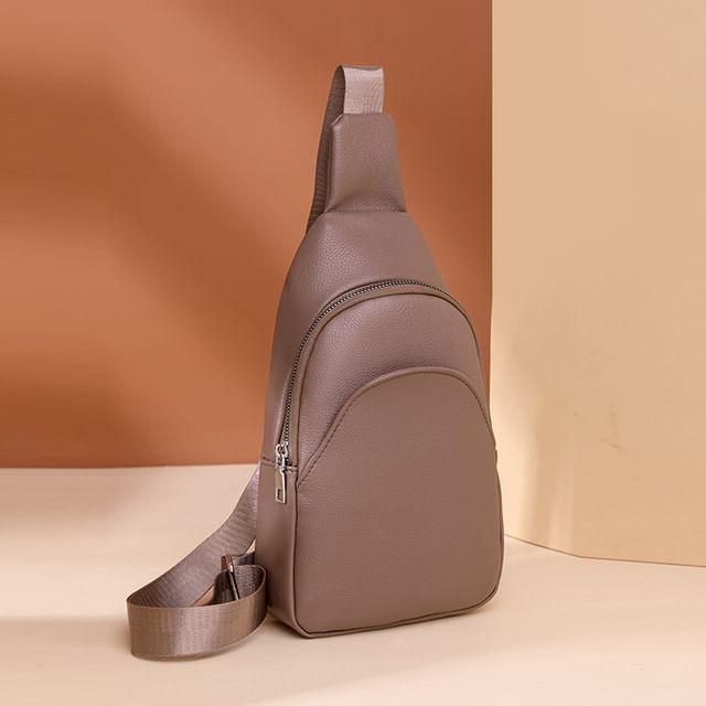 Leather Sling Plain Faux Bag