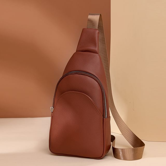 Leather Sling Plain Faux Bag