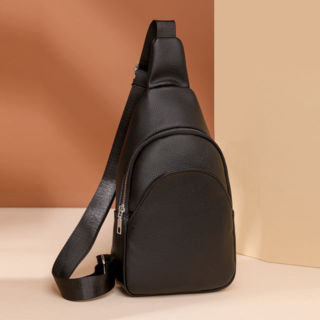 Leather Sling Plain Faux Bag