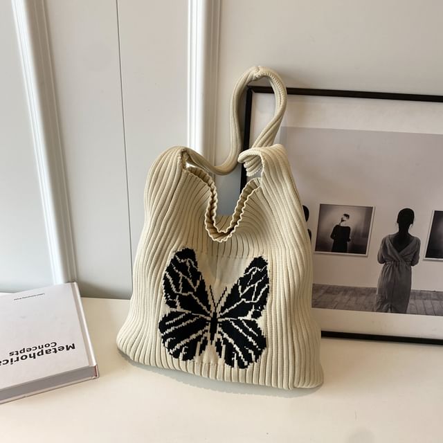 Butterfly Jacquard Knit Tote Bag