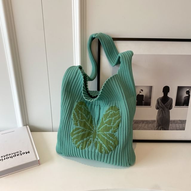 Butterfly Jacquard Knit Tote Bag