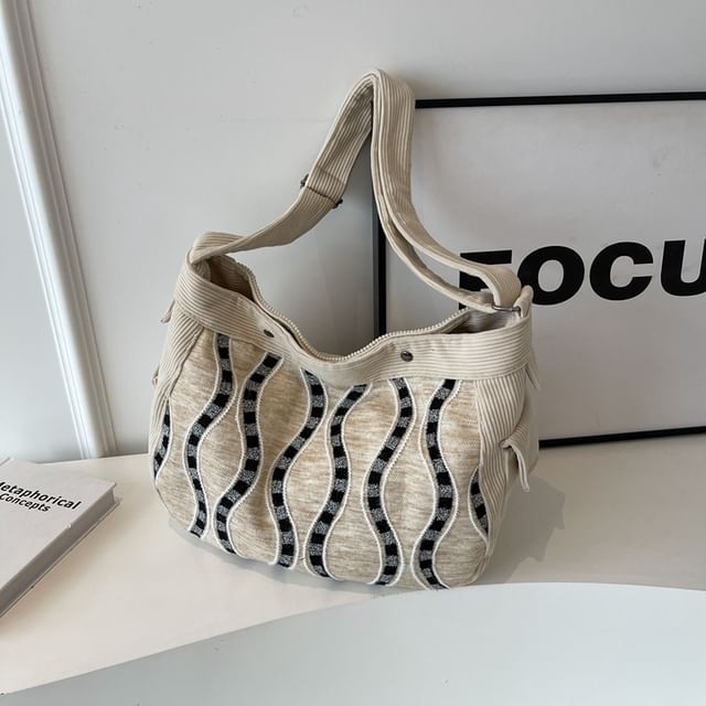 Corduroy Striped Tote Bag