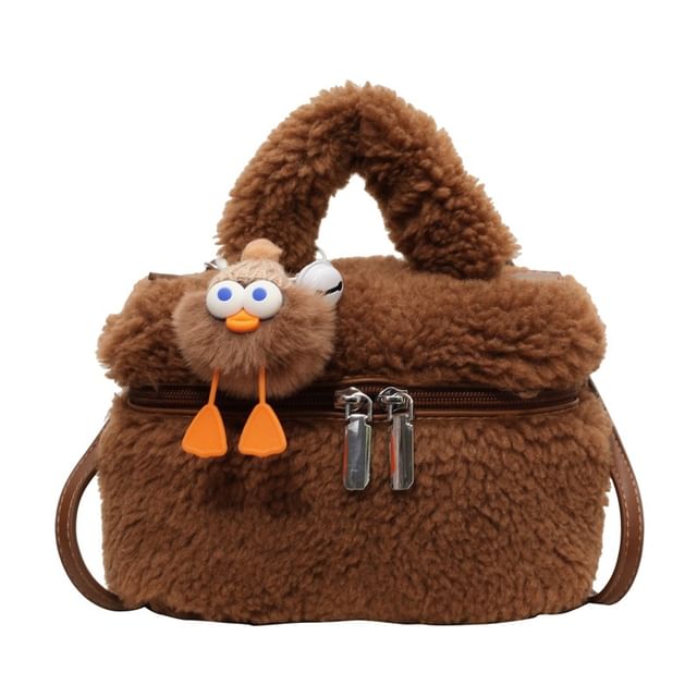 Bag / Faux Shearling Charm Set Crossbody