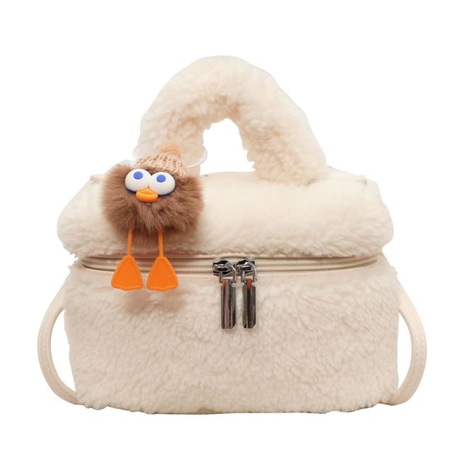 Bag / Faux Shearling Charm Set Crossbody