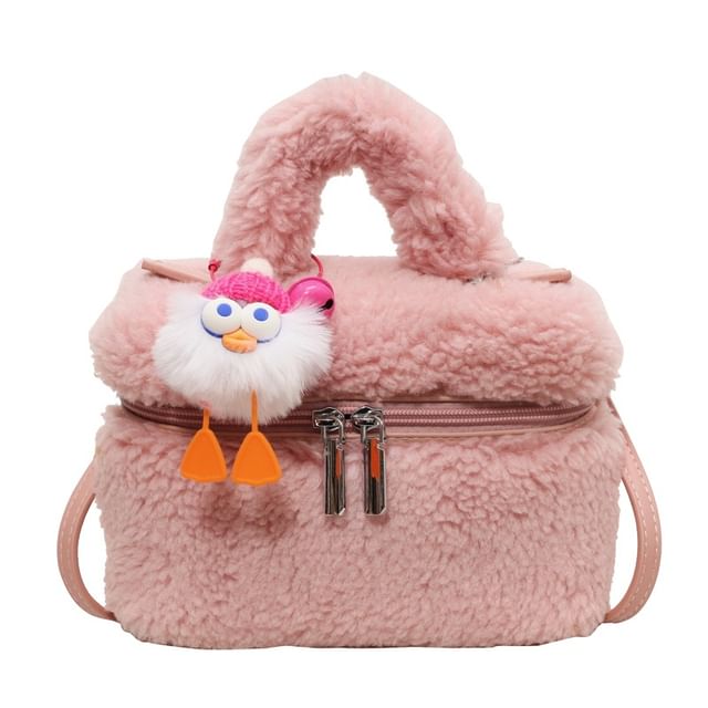 Bag / Faux Shearling Charm Set Crossbody