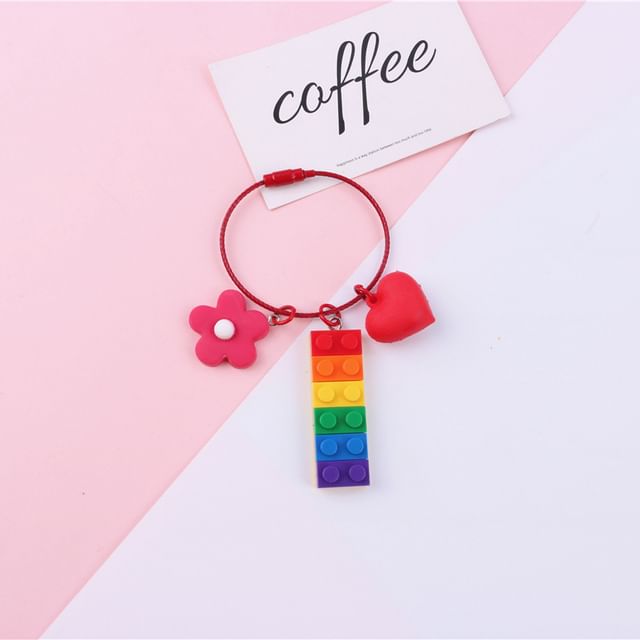 Rainbow Toy Block Bag Charm Keyring