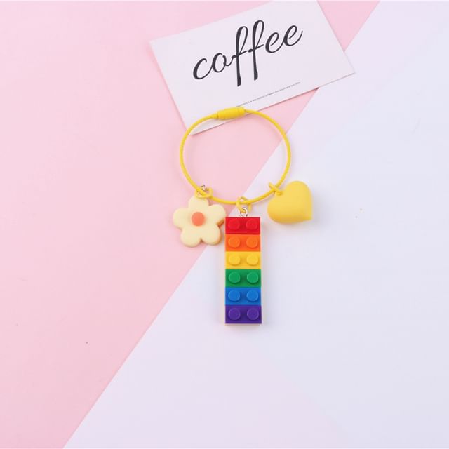 Rainbow Toy Block Bag Charm Keyring