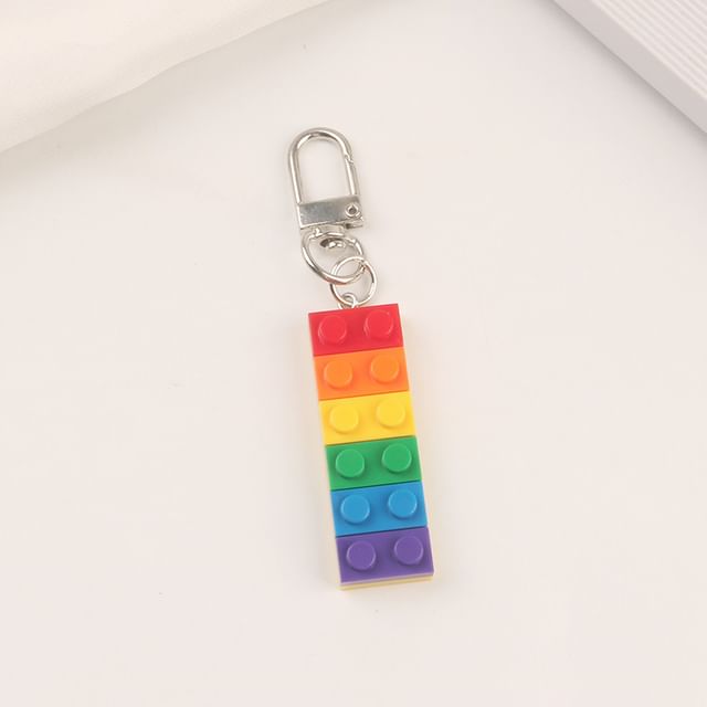 Rainbow Toy Block Bag Charm Keyring
