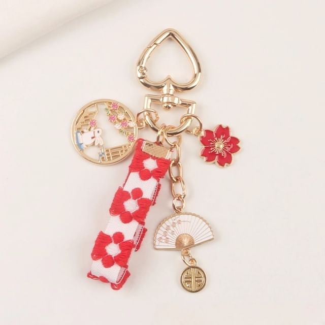 Rabbit Sakura Strap / Faux Pearl Bag Charm Keyring