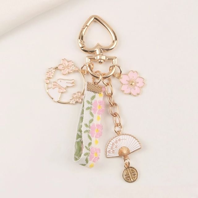 Rabbit Sakura Strap / Faux Pearl Bag Charm Keyring