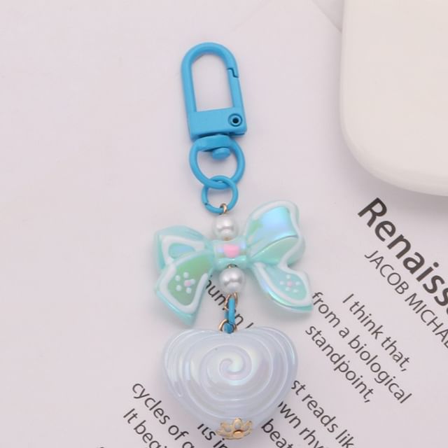 Bow Heart Acrylic Bag Charm Keyring