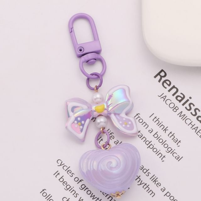 Bow Heart Acrylic Bag Charm Keyring