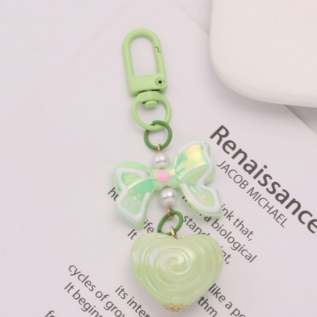Bow Heart Acrylic Bag Charm Keyring