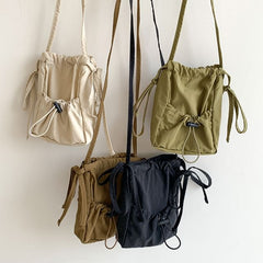 Bag Crossbody Nylon Drawstring Plain