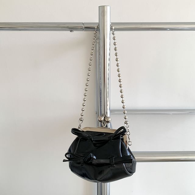 Bow Crossbody Leather Bag Faux