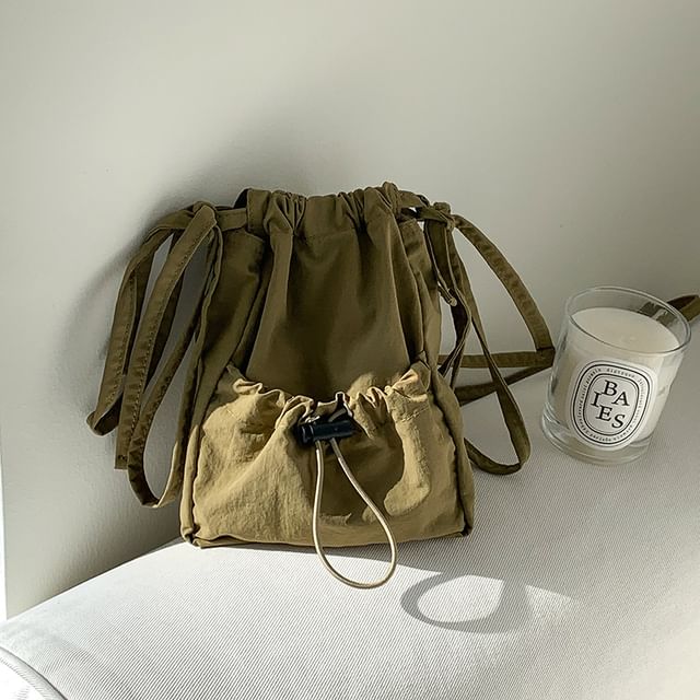 Bag Crossbody Nylon Drawstring Plain