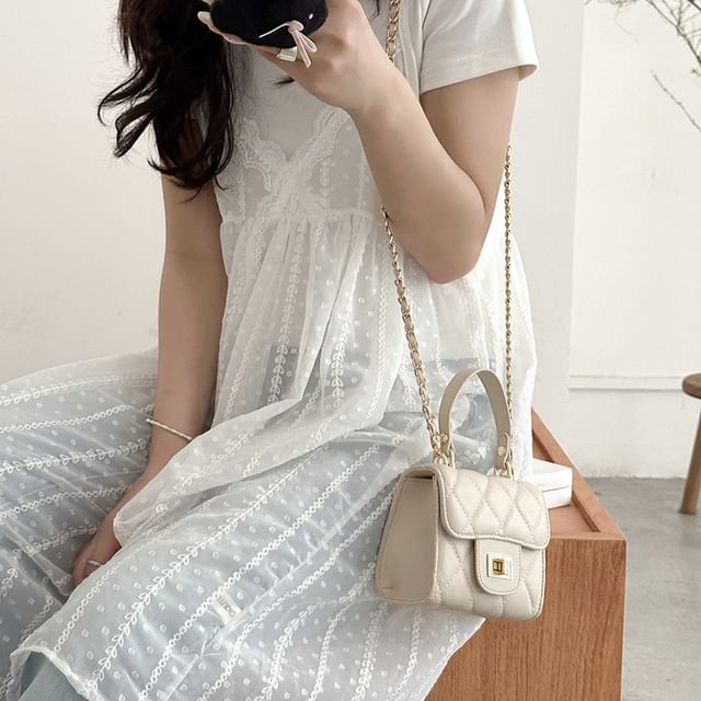 Bag Crossbody Quilted Chain Strap Flap