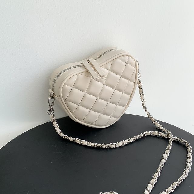 Chain Heart Strap Bag Quilted Crossbody