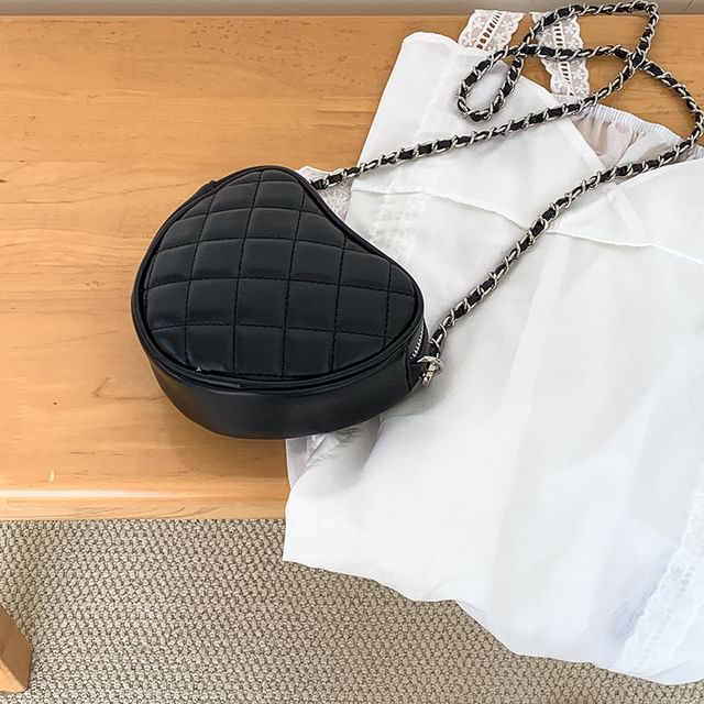 Chain Heart Strap Bag Quilted Crossbody