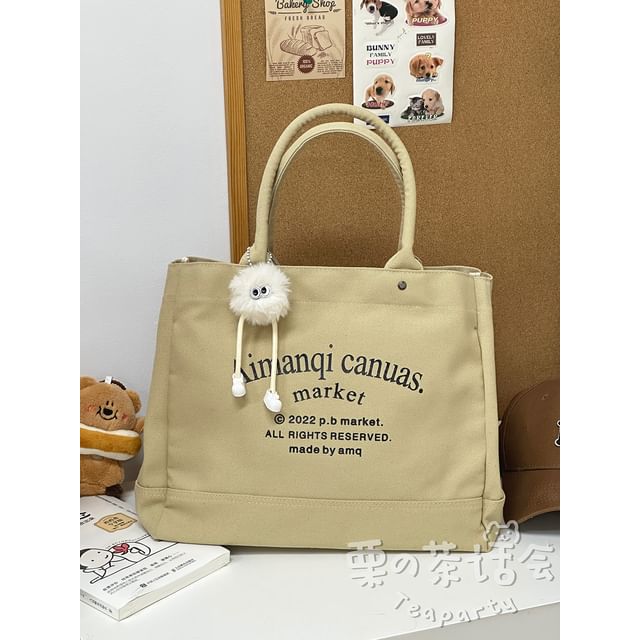 Lettering Canvas Tote Bag