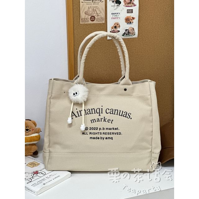 Lettering Canvas Tote Bag