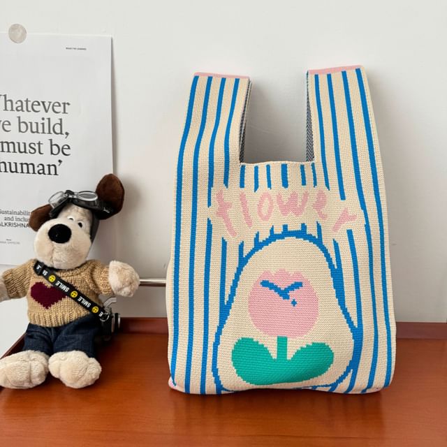 Knit Tote Bag Flower