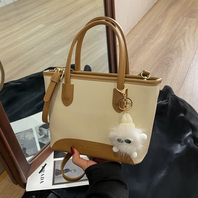 Top Handle Faux Leather Crossbody Bag + Bag Charm