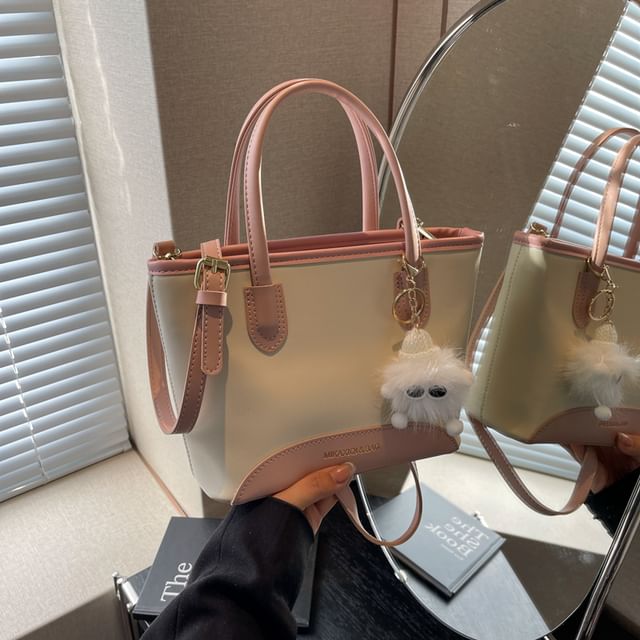 Top Handle Faux Leather Crossbody Bag + Bag Charm