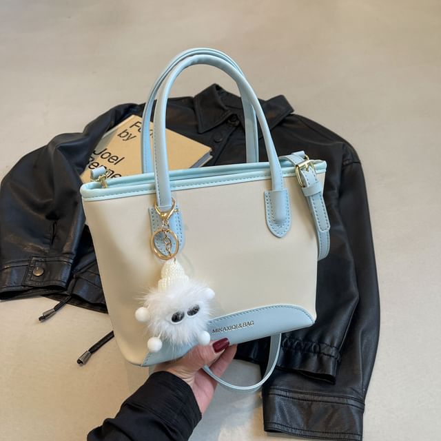 Top Handle Faux Leather Crossbody Bag + Bag Charm