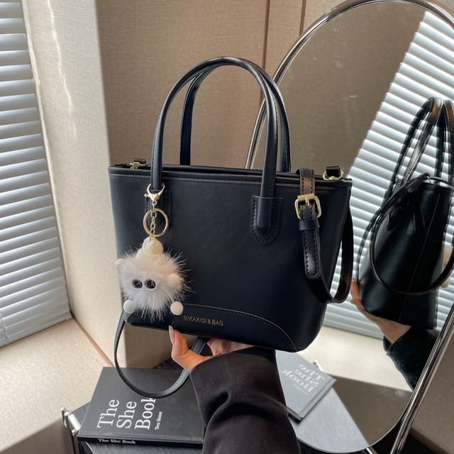 Top Handle Faux Leather Crossbody Bag + Bag Charm