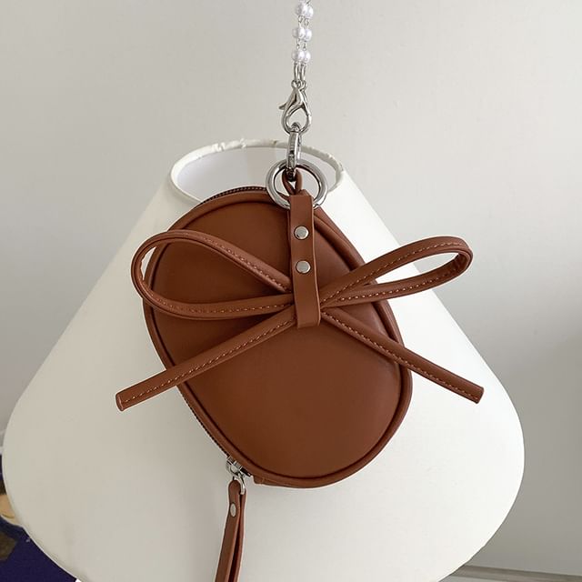 Plain Crossbody Charm Faux + Bag Pearl Leather Strap