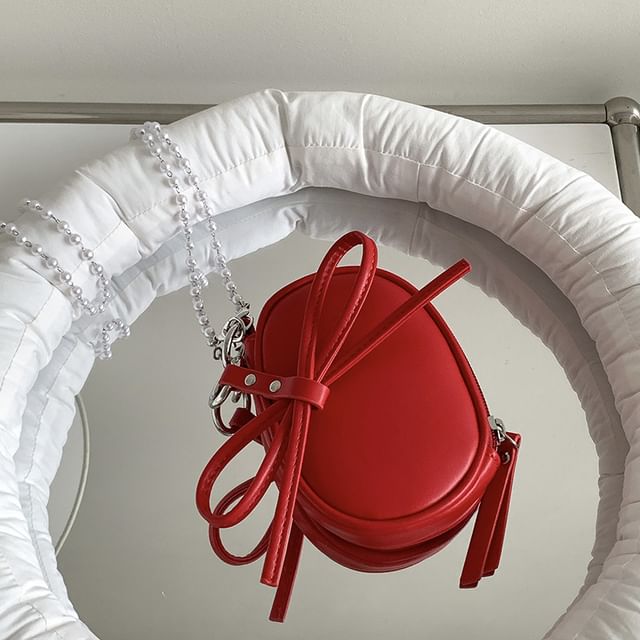 Plain Crossbody Charm Faux + Bag Pearl Leather Strap