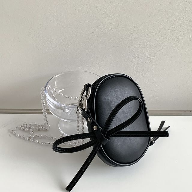 Plain Crossbody Charm Faux + Bag Pearl Leather Strap