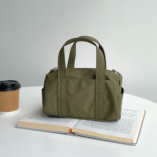 Plain Top Handle Bag Nylon Crossbody