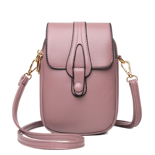 Leather Flap Faux Crossbody Bag