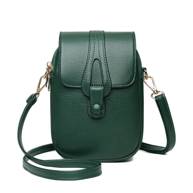 Leather Flap Faux Crossbody Bag
