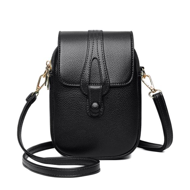 Leather Flap Faux Crossbody Bag