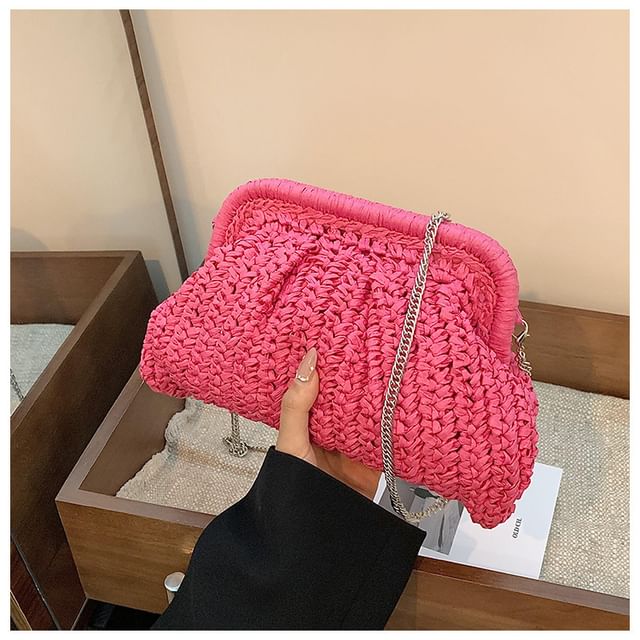 Crossbody Straw Bag Chain Strap