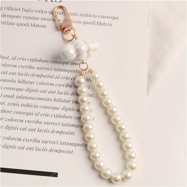 Cloud Faux Pearl Bag Charm Keyring Phone