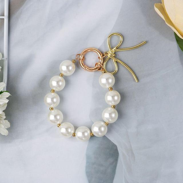 Bow / Bead Bag Charm Keyring Phone