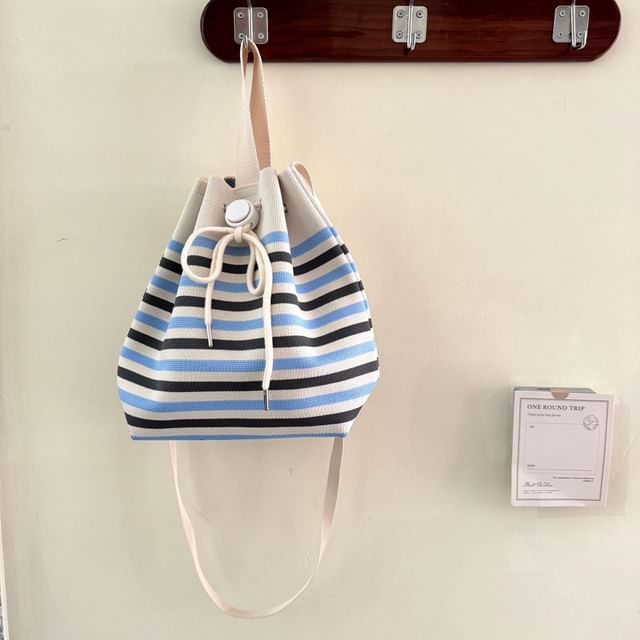 Knit Bag Drawstring Bucket Patterned