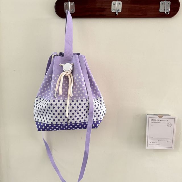 Knit Bag Drawstring Bucket Patterned