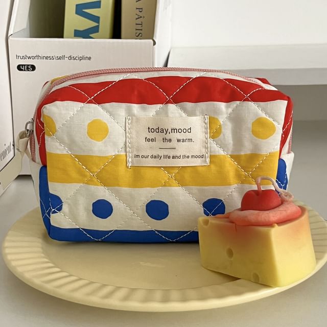 Polka Dot Fabric Makeup Bag / Clutch / Pencil Case