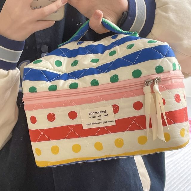 Polka Dot Fabric Makeup Bag / Clutch / Pencil Case