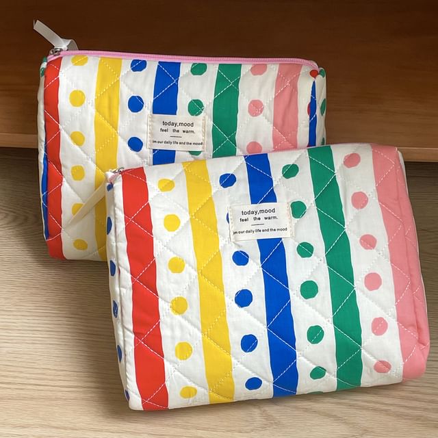 Polka Dot Fabric Makeup Bag / Clutch / Pencil Case