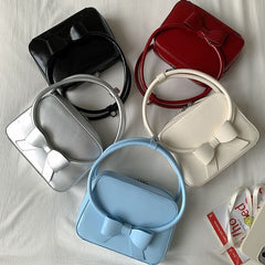 Leather Faux Accent Plain Handbag Bow