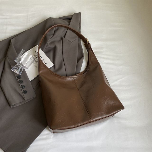 Faux Leather Shoulder Bag + Pouch
